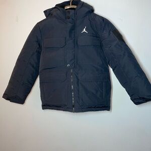 Jordan Parka Coat Boys Small 8-10 Black Hooded Insulated Winter Warm Jumpman